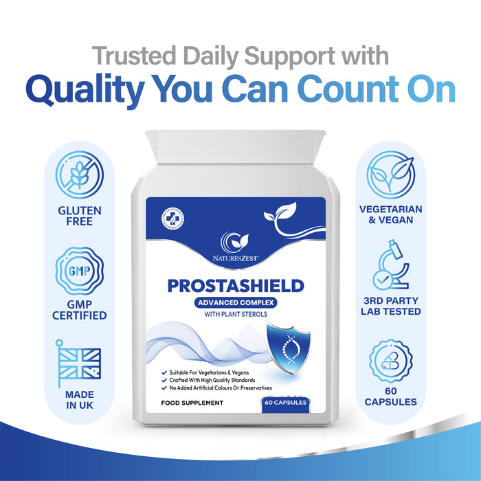 Men’s Health Supplement – Prostashield with Zinc, Vitamin D & Plant Sterols, 60 Vegan Capsules