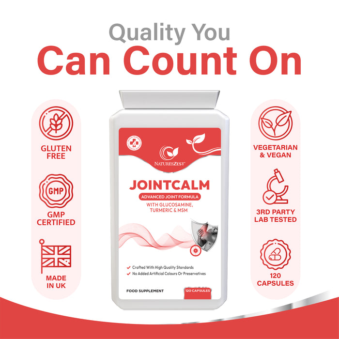 Joint Support Supplement for Mobility & Comfort – JointCalm with Glucosamine, Turmeric, MSM & Vitamin C, 120 Capsules