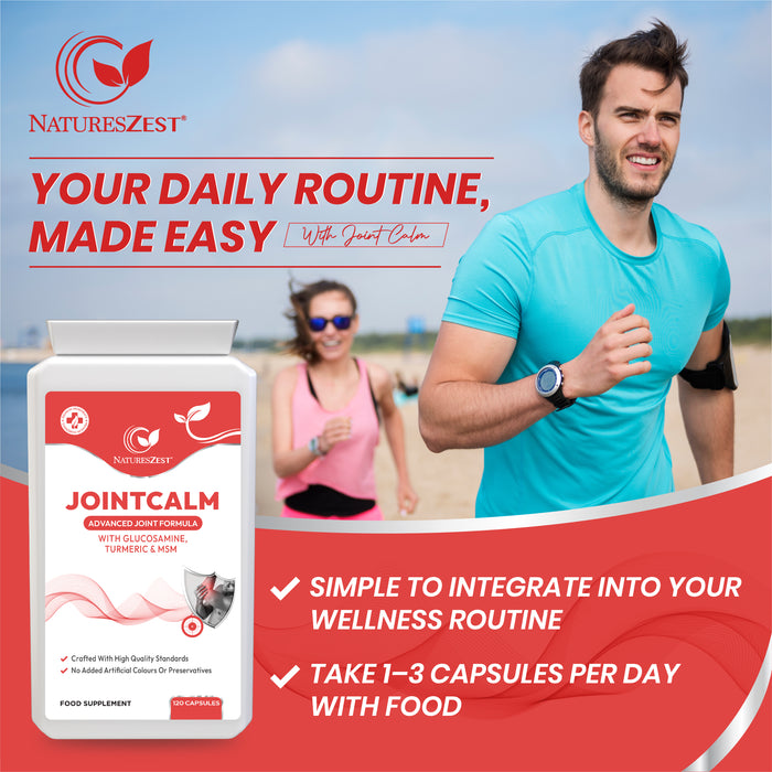 Joint Support Supplement for Mobility & Comfort – JointCalm with Glucosamine, Turmeric, MSM & Vitamin C, 120 Capsules