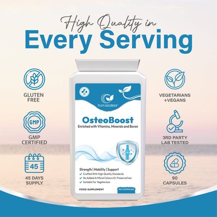 Bone Support Supplement for Bones & Mobility Support – With Calcium, Vitamin D3, K2, Magnesium, Zinc & Boron for Joint Health