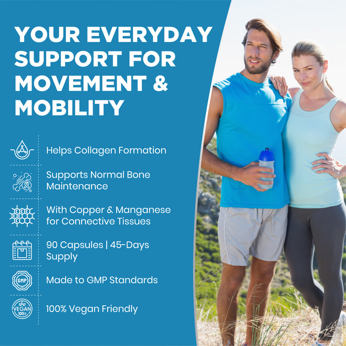 Bone Support Supplement for Bones & Mobility Support – With Calcium, Vitamin D3, K2, Magnesium, Zinc & Boron for Joint Health