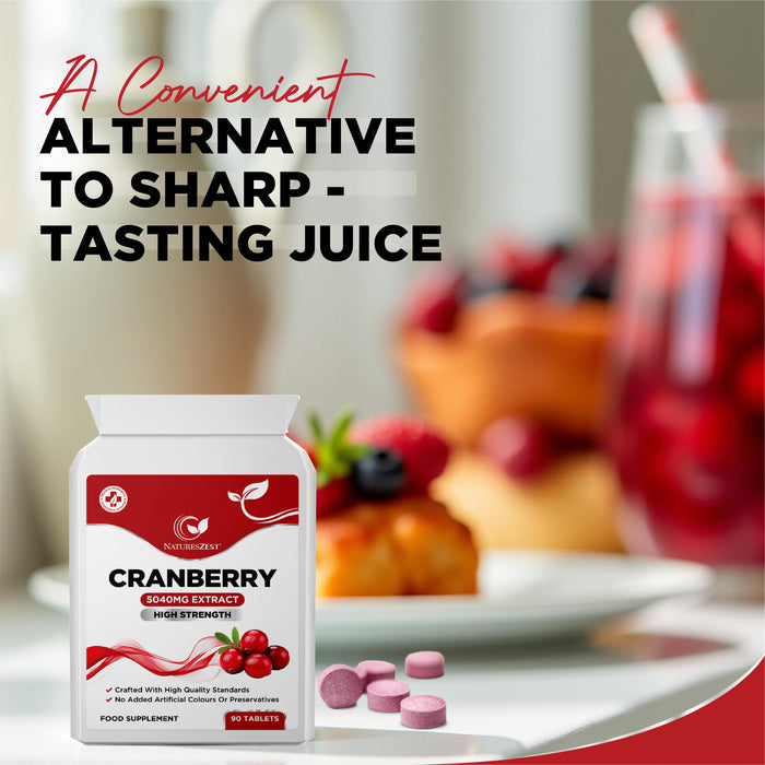 Cranberry Supplement for Urinary Tract & Bladder Support – High Strength Fruit Extract 5040mg, 90 Vegan Tablets