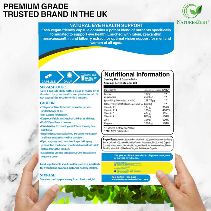 Eye Supplement for Vision & Macular Health – Macu XL with Lutein & Zeaxanthin for Eye Support