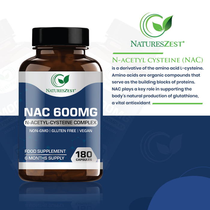 NAC Supplement for Liver Health, Detox & Immune Support – High Strength N-Acetyl-Cysteine 600mg, 120 Capsules