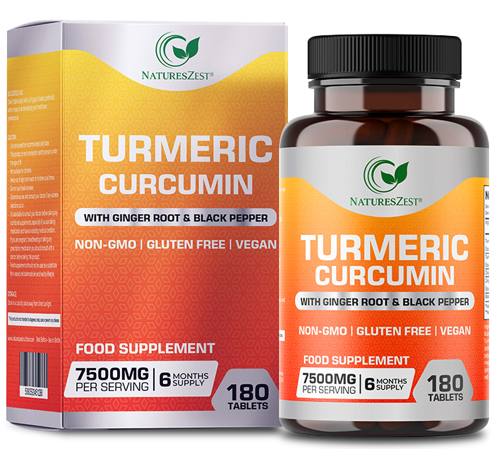 Turmeric Curcumin for Joint Comfort & Mobility Support– High Strength 7500mg Complex with Black Pepper & Ginger, 180 Tablets