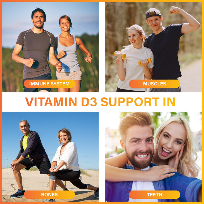 Vitamin D3 4000 IU for Bones, Muscles & Immune Support – High Strength, 1-Year Supply for Teeth & Calcium Absorption 365 Tablets