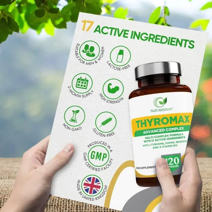 Thyroid Support Supplement for Women & Men - 120 Vegan Capsules Natures Zest