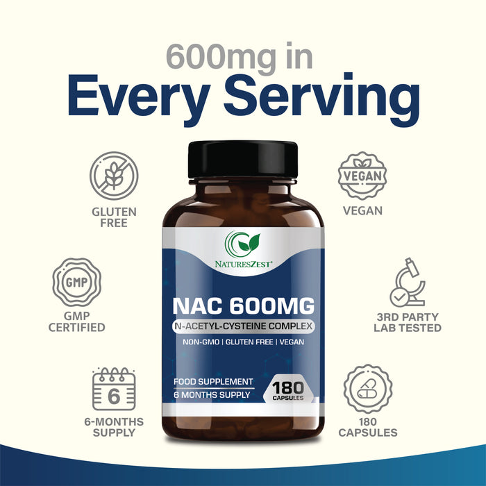NAC Supplement for Liver Health, Detox & Immune Support – High Strength N-Acetyl-Cysteine 600mg, 120 Capsules