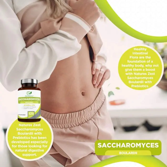 High Strength Saccharomyces Boulardii 20 Billion CFU With Prebiotics 120 Capsules Natures Zest