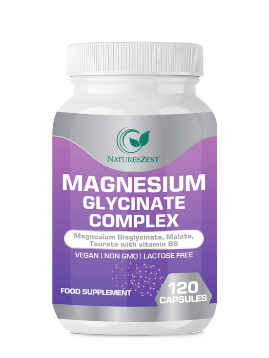 Magnesium Glycinate Complex, Magnesium Bisglycinate, Malate, Taurate with Vitamin B6, Muscle, Energy & Sleep Support, 120 Vegan Capsules