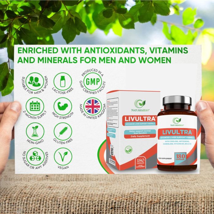 Livultra High Strength Liver Support Supplement – Liver Cleanse Detox And Repair - 180 Vegan Caps
