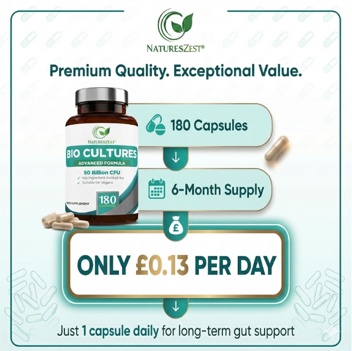 Daily Probiotic 50 Billion CFU with 6 Strains – Gut, Digestive & Immune Support with Prebiotics, 180 Capsules