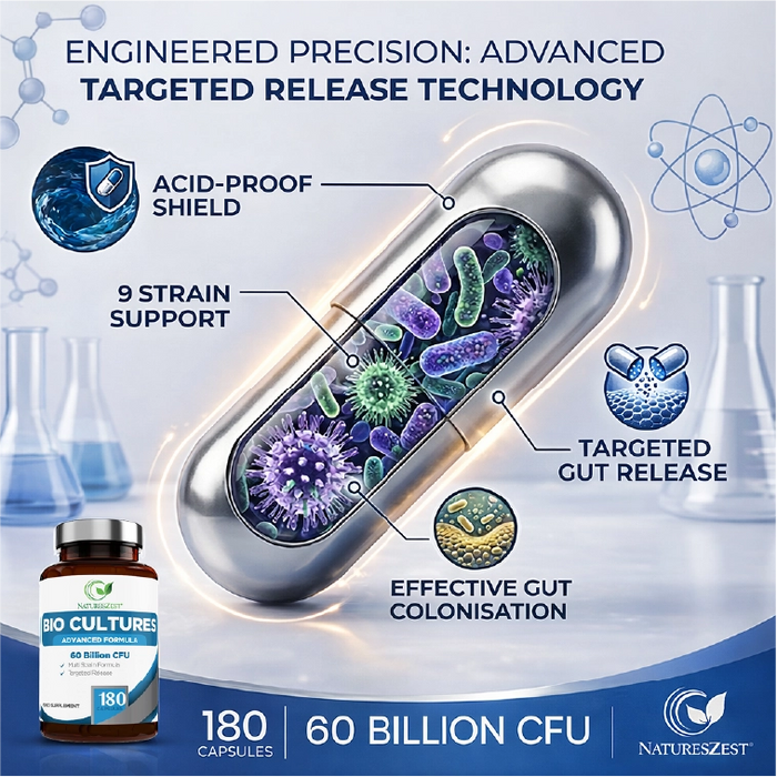 Advanced Daily Probiotic 60 Billion CFU for Digestive Balance Support – Multi-Strain Formula with Prebiotics, 180 Capsules