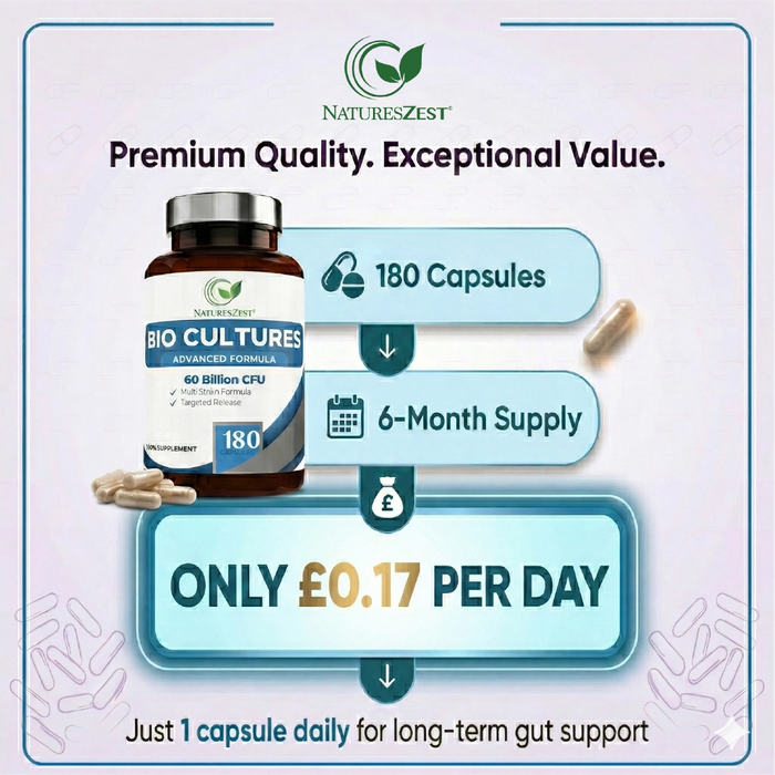 Advanced Daily Probiotic 60 Billion CFU for Digestive Balance Support – Multi-Strain Formula with Prebiotics, 180 Capsules