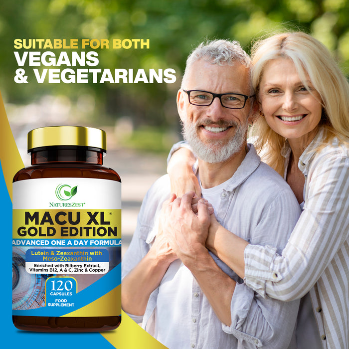 Macu XL Gold Edition Eye Support Supplement for Men & Women - 120 Vegan Capsules