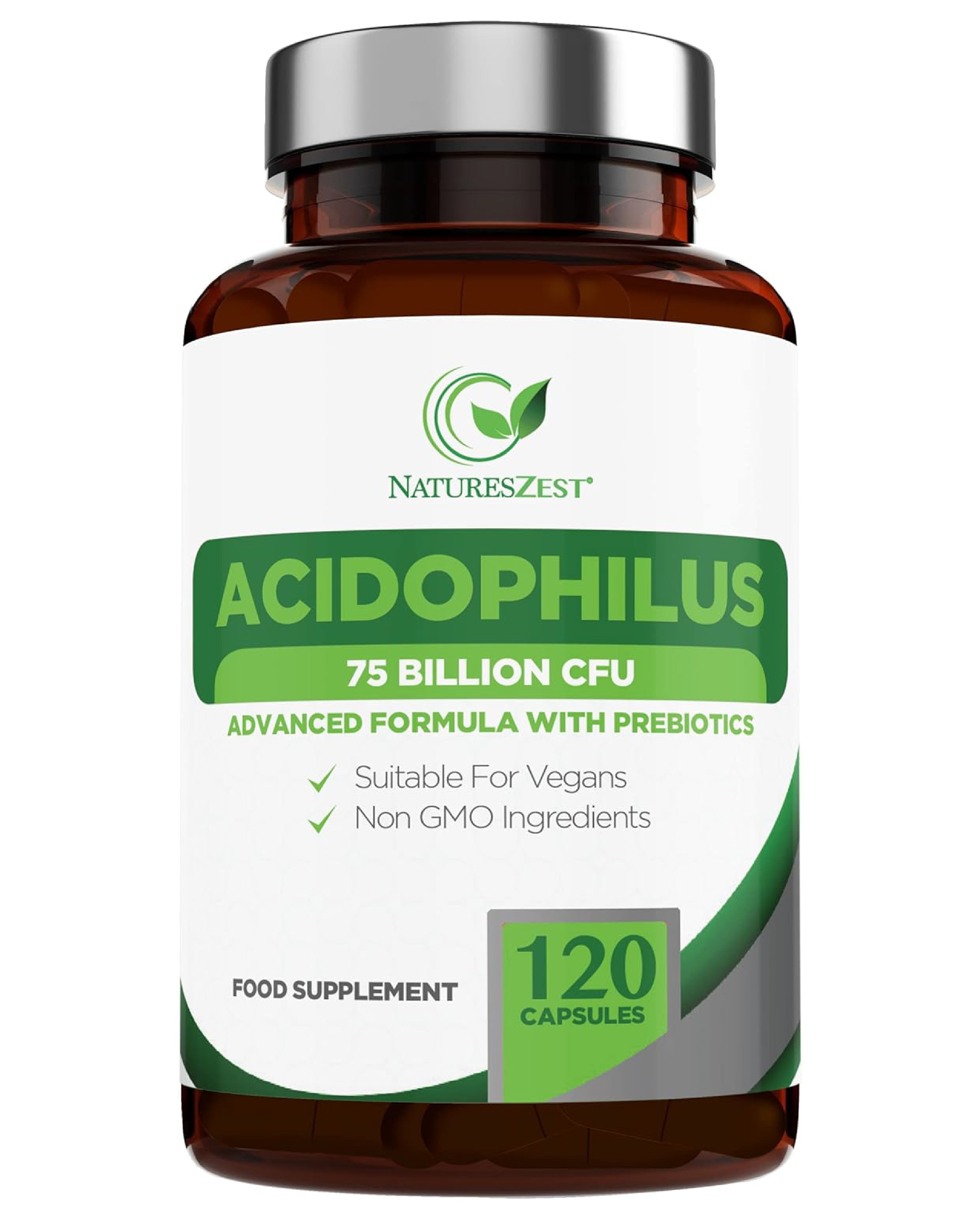 Lactobacillus Acidophilus 75 Billion CFU Probiotic with Prebiotics 120 Capsules