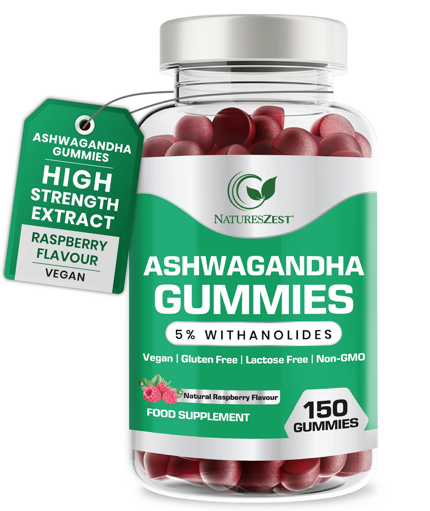 Ashwagandha Gummies Stress Mood & Energy Support – Premium Extract 5% Withanolides Raspberry Flavour 150 Vegan Gummies