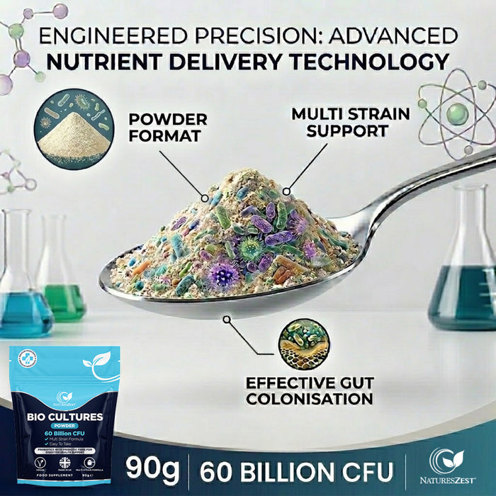 Probiotic Powder for Gut, Digestive & Immune Support – 9-in-1 Bio Cultures Complex, High Strength 60 Billion CFU