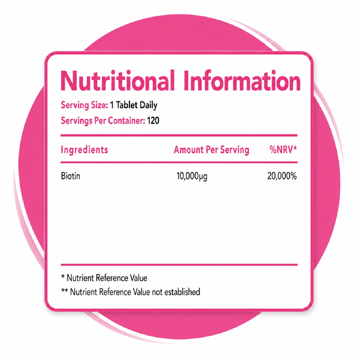 Biotin Complex for Hair, Skin & Nail Health – High Strength 10,000µg Vitamin B7, 120 Vegan Biotin Tablets