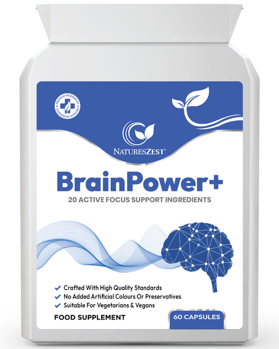BrainPower+ Brain Supplement for Focus, Memory & Clarity – Cognitive Support for Men & Women, 60 Vegan Capsules