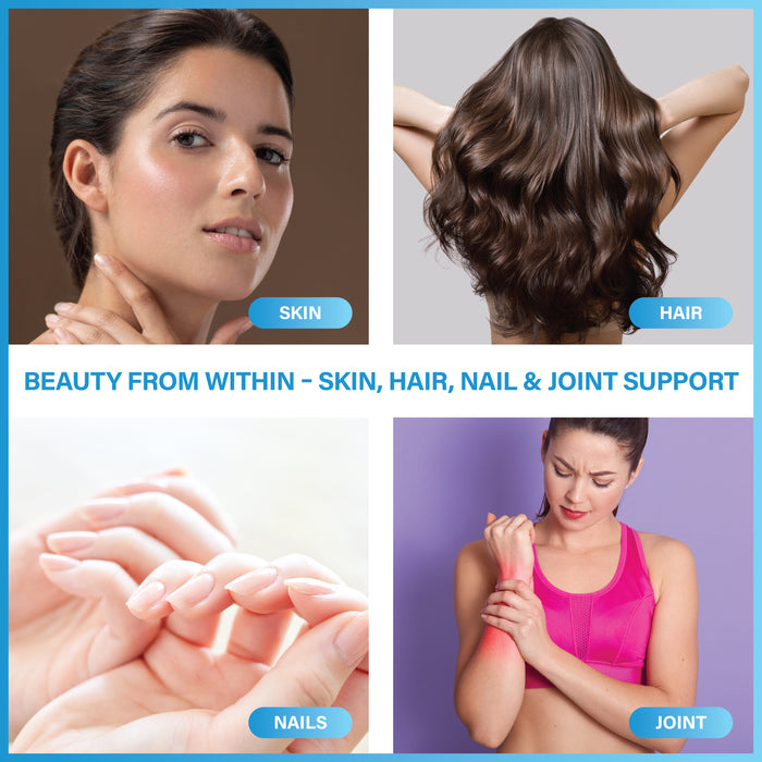 COLLAGEN MAX+ with Hyaluronic Acid & Seaweed, Marine Collagen Capsules for Skin, Hair & Nails, Vitamins C, E, Biotin, No Additives, 60 Capsules