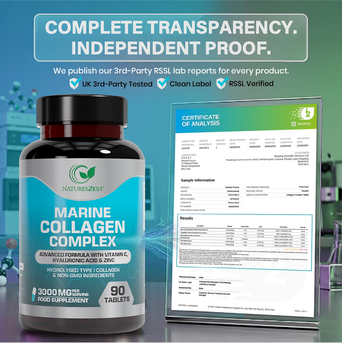 High Strength Marine Collagen for Skin, Hair & Joint Health Support – Collagen Complex 3000mg, 90 Tablets