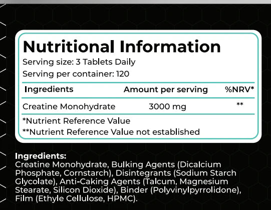 Creatine Tablets for Energy, Strength & Performance – High Strength Creatine Monohydrate 3000mg, 360 Tablets for Men & Women