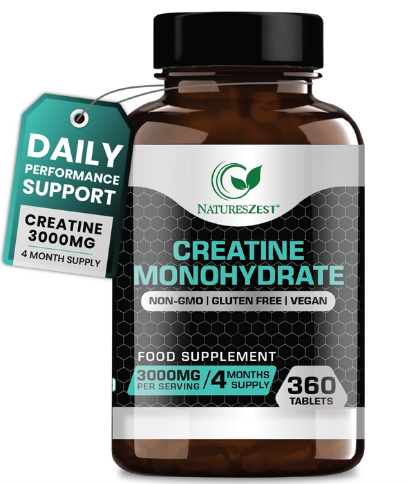 Creatine Tablets for Energy, Strength & Performance – High Strength Creatine Monohydrate 3000mg, 360 Tablets for Men & Women