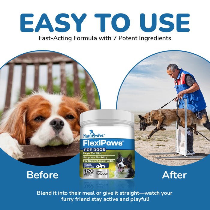 FlexiPaws for Dogs - Advanced Joint Care Supplement for Dogs - 120 Chewable Tablets