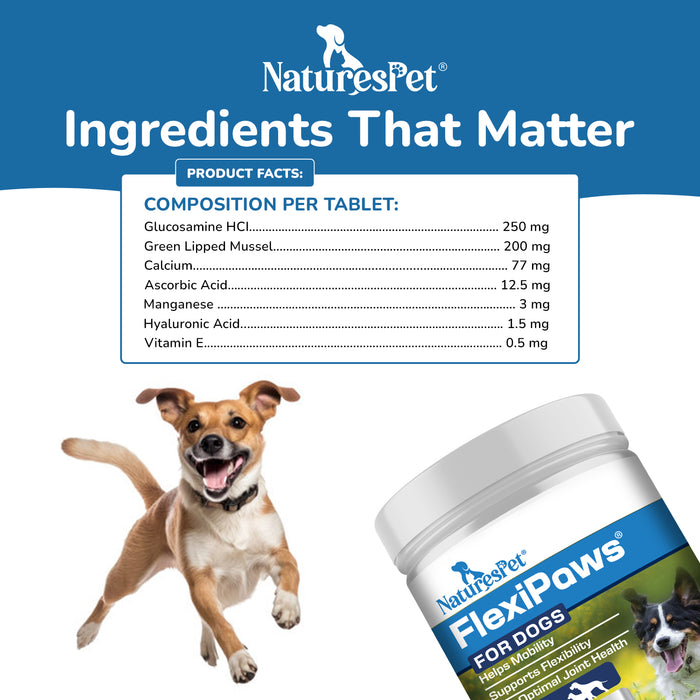 FlexiPaws for Dogs - Advanced Joint Care Supplement for Dogs - 120 Chewable Tablets