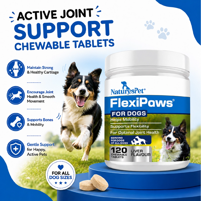 Dog Joint Support Supplement for Mobility & Flexibility Support – FlexiPaws Advanced 120 Chewable Tablets