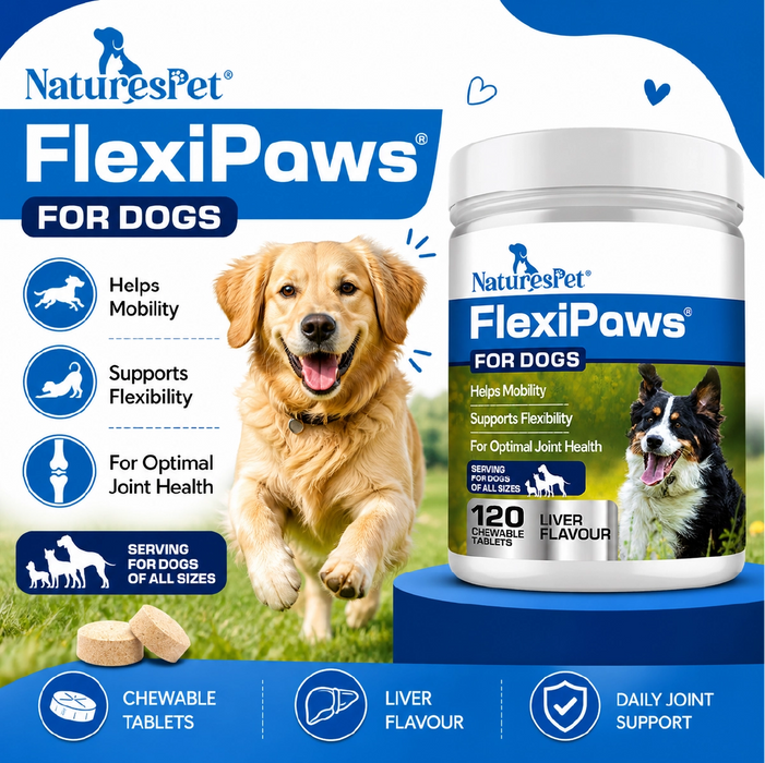 Dog Joint Support Supplement for Mobility & Flexibility Support – FlexiPaws Advanced 120 Chewable Tablets