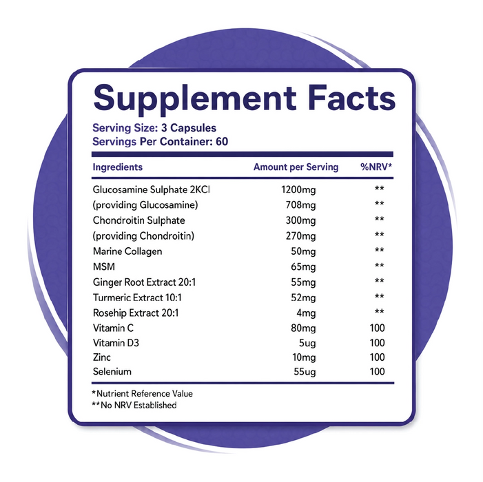Joint Care Supplement with Glucosamine, Chondroitin & MSM – High Strength Complex, 180 Capsules for Mobility & Flexibility Support