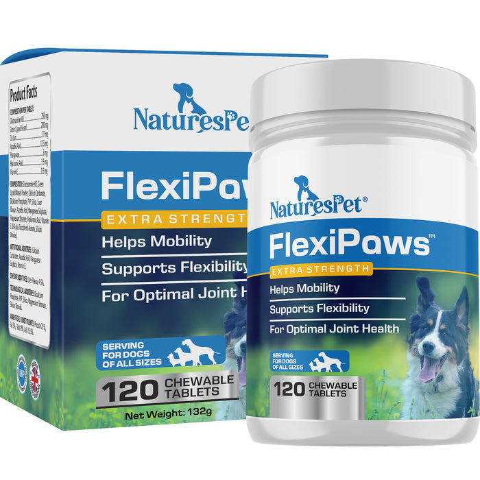 Natures Pet FlexiPaws - Advanced Joint Care Supplement for Dogs - 120 Chewable Tablets