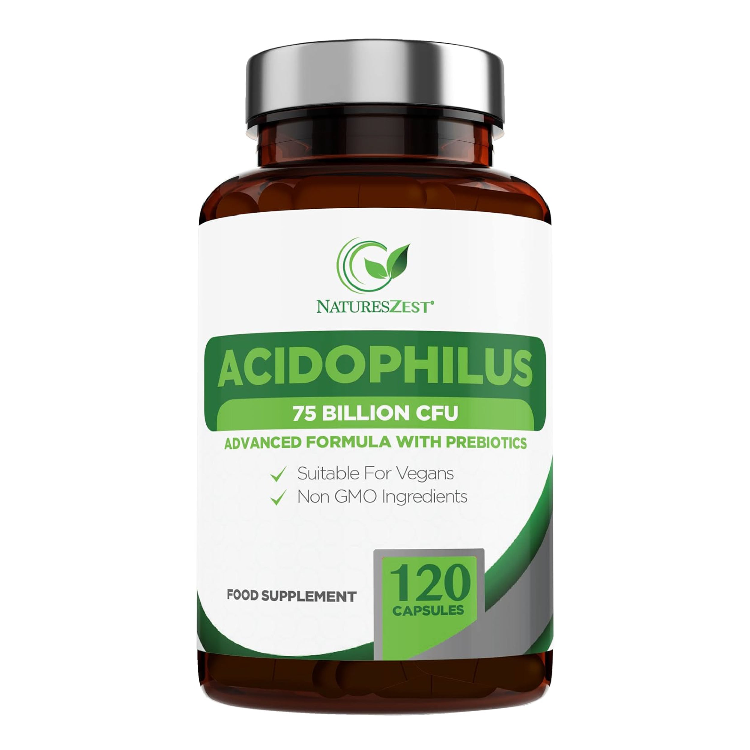 Lactobacillus Acidophilus 75 Billion CFU Probiotic with Prebiotics 120 Capsules
