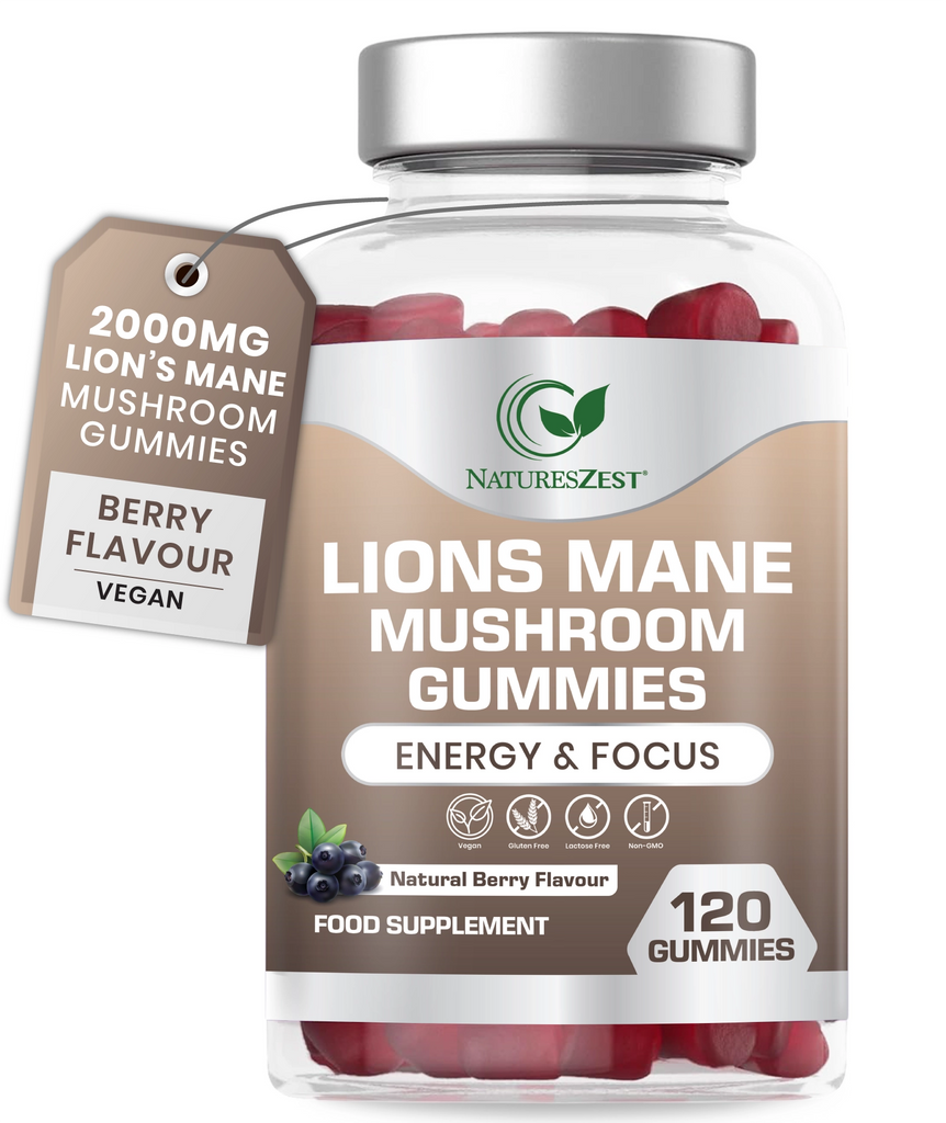 Lion’s Mane Gummies for Focus & Memory Support – 2000mg, 120 Vegan Berry Flavour Gummies for Brain Health