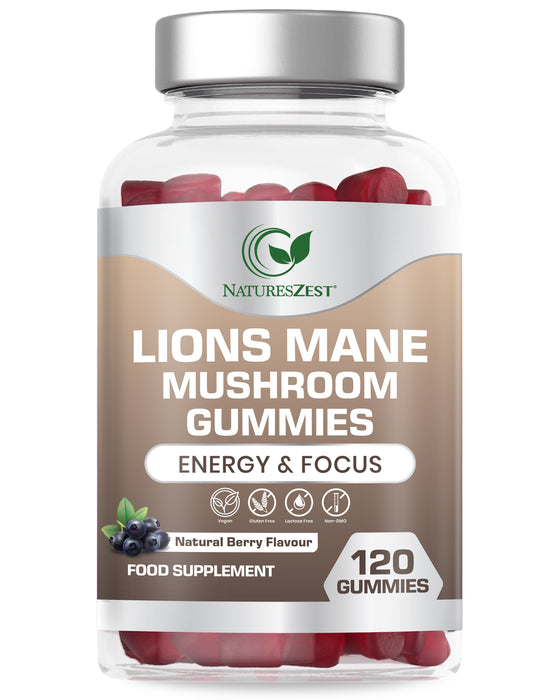 Lion’s Mane Gummies for Focus & Memory Support – 2000mg, 120 Vegan Berry Flavour Gummies for Brain Health