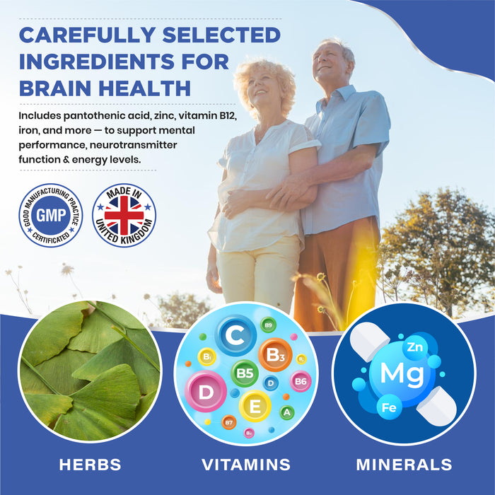 BrainPower+ Brain Supplement for Focus, Memory & Clarity – Cognitive Support for Men & Women, 60 Vegan Capsules