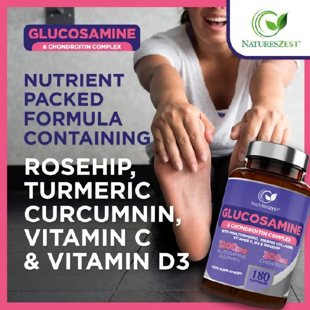 Joint Care Supplement with Glucosamine, Chondroitin & MSM – High Strength Complex, 180 Capsules for Mobility & Flexibility Support