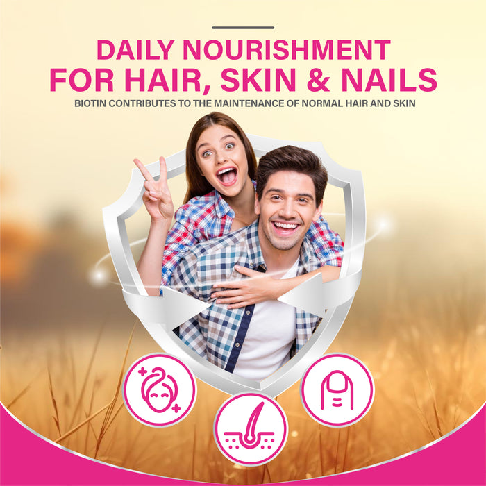 Biotin Gummies for Hair, Skin & Nail Support – 5000µg, Natural Strawberry Flavour, 60 Vegan Gluten-Free Non-GMO Gummies