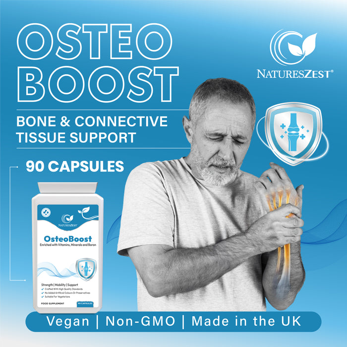 OsteoBoost Bone Support Supplement – Calcium, Vitamin D3, K2, Magnesium, Zinc, Boron for Strong Bones, Mobility & Joint Health