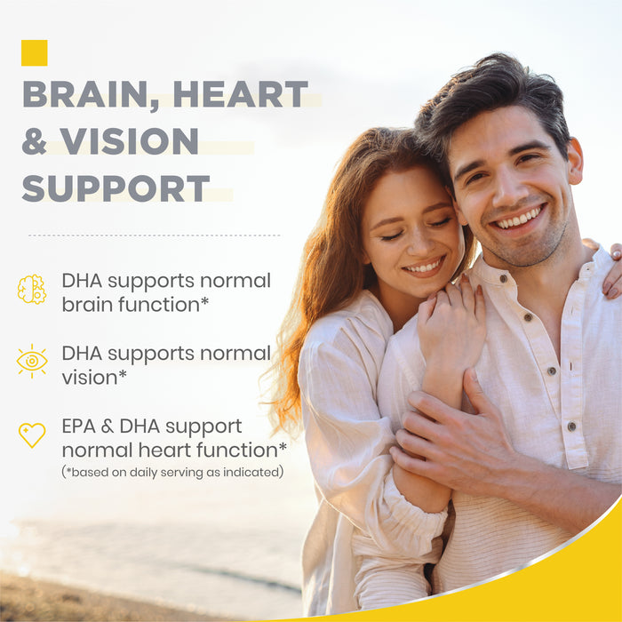Cod Liver Oil for Heart, Brain & Vision Support – High Strength 1000mg Omega-3 with Vitamin A & D3, 90 Softgel Capsules