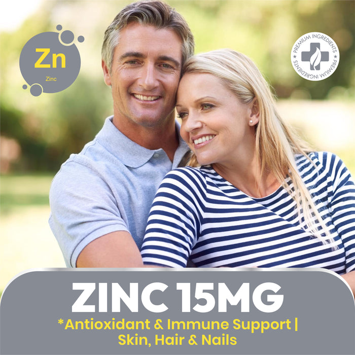 Zinc 15mg Supplement – 120 Vegan Capsules | Highly Absorbable Zinc Citrate | Supports Immunity, Hair, Skin, Nails, Cognitive Function & Bones
