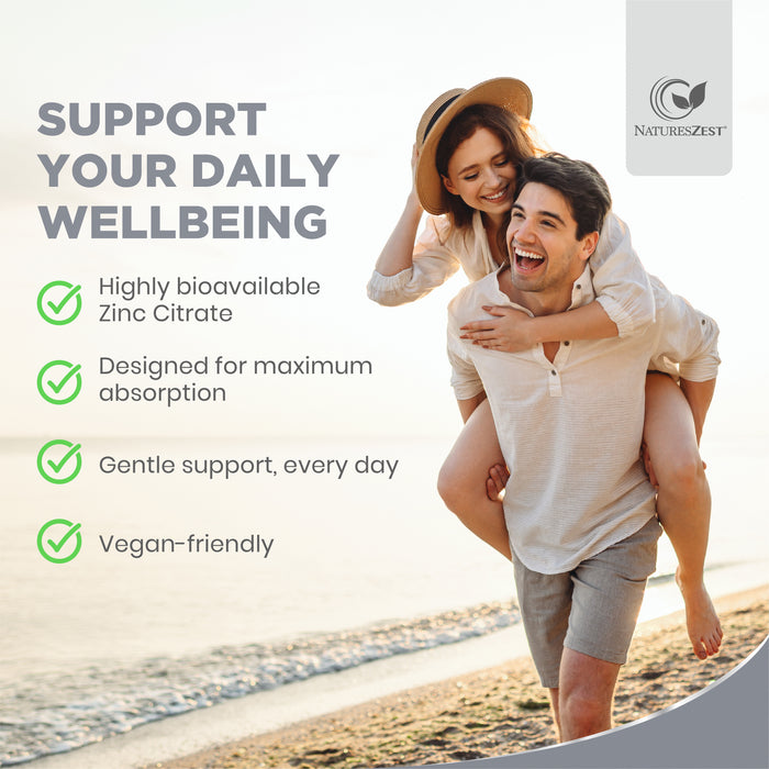 Zinc 15mg Supplement – 120 Vegan Capsules | Highly Absorbable Zinc Citrate | Supports Immunity, Hair, Skin, Nails, Cognitive Function & Bones