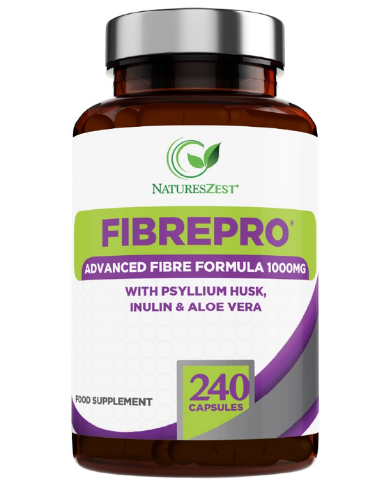 Daily Fibre Supplement for Digestive Health & Regularity Support – Fibre Pro 1000mg, 240 Vegan Capsules