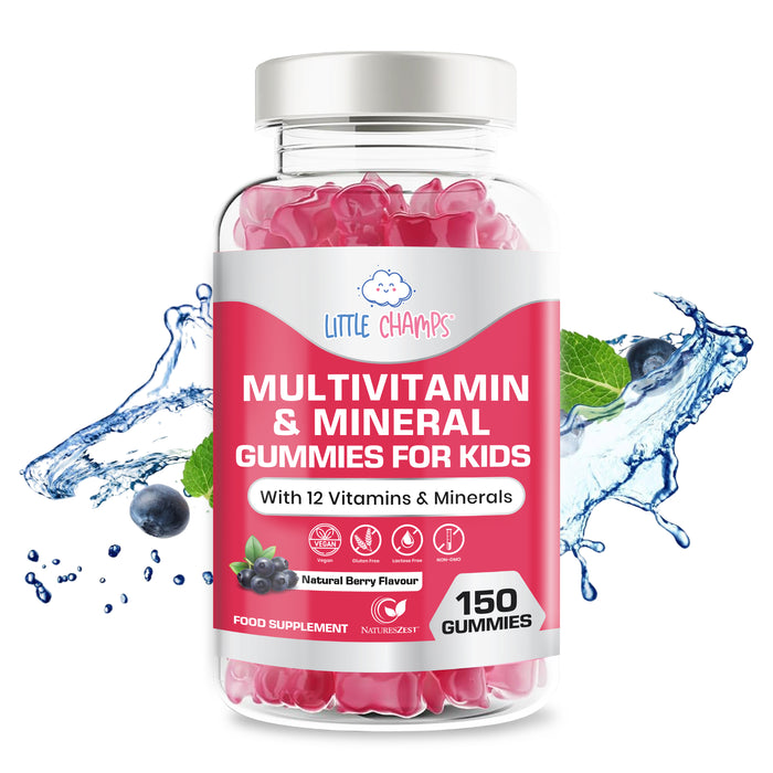 Multivitamin & Mineral Gummies for Kids With 12 Essential Vitamins, Immune Support, Energy & Brain Health, Natural Berry Flavour, 150 Gummies