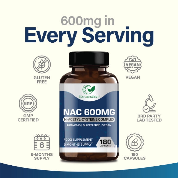 NAC Supplement for Liver Health, Detox & Immune Support – High Strength N-Acetyl-Cysteine 600mg, 120 Capsules