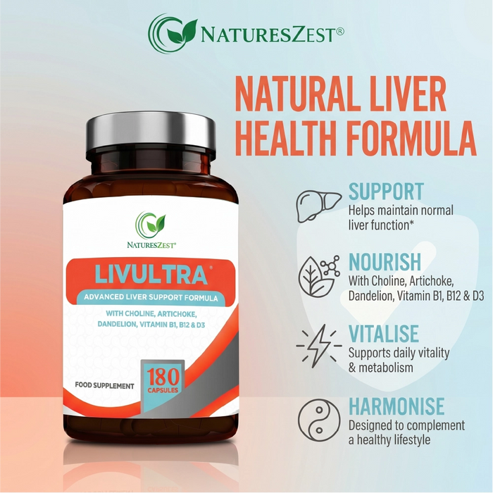 Liver Support Supplement for Detox & Nutrient Balance – LivUltra High Strength Formula with Key Botanicals, 180 Vegan Capsules