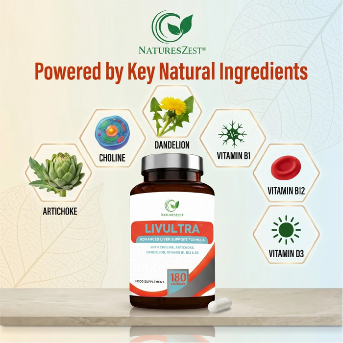 Liver Support Supplement for Detox & Nutrient Balance – LivUltra High Strength Formula with Key Botanicals, 180 Vegan Capsules