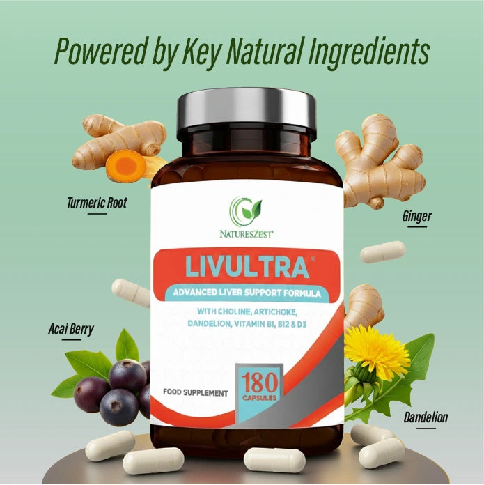 Liver Support Supplement for Detox & Nutrient Balance – LivUltra High Strength Formula with Key Botanicals, 180 Vegan Capsules